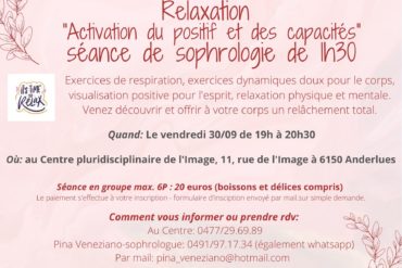 Relaxation séance de sophrologie de 1h30